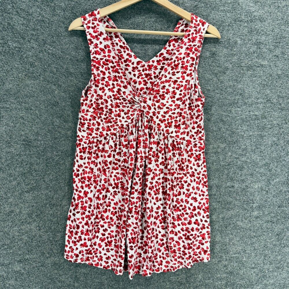 Unbranded Blouse Women M Medium White Animal Print V-Neck Sleeveless Wide Strap